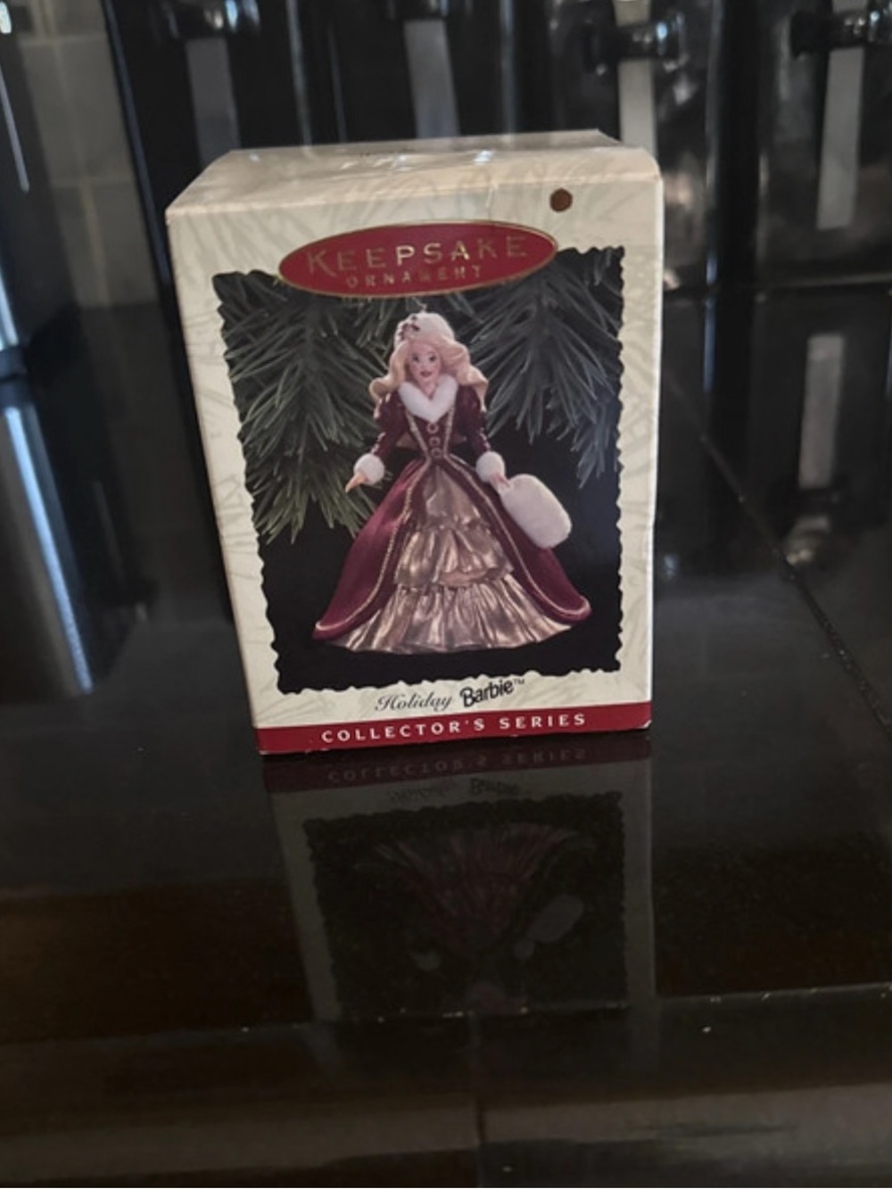 KEEPSAKE the Label Holiday Barbie Ornament - Burgundy and Gold Dress